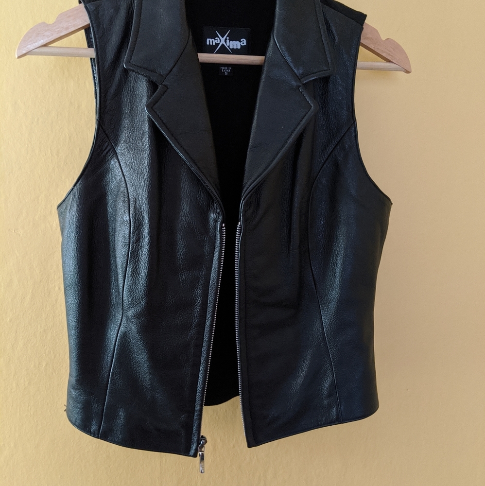 Genuine leather vest, size S